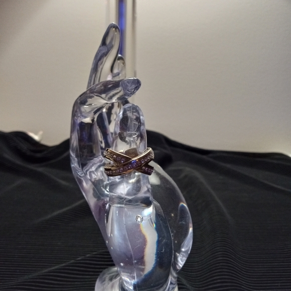 Nagyz ii ring by Dyrberg & Kern brass faceted white crystal with X design sz 5 - Picture 5 of 8